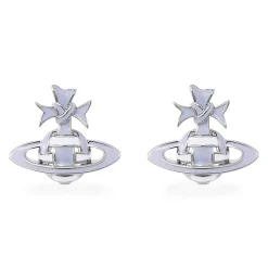 ￼希少  ribbon studs Vivienne Westwood Blue Ribbon Silver Stud Earrings - Jewel Specialists